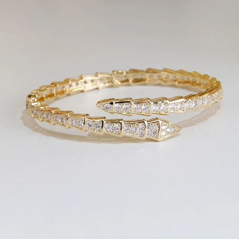 Timeless Elegance: Women's Snake Crystal Open Bangles, Bracelets, Earrings, Rings