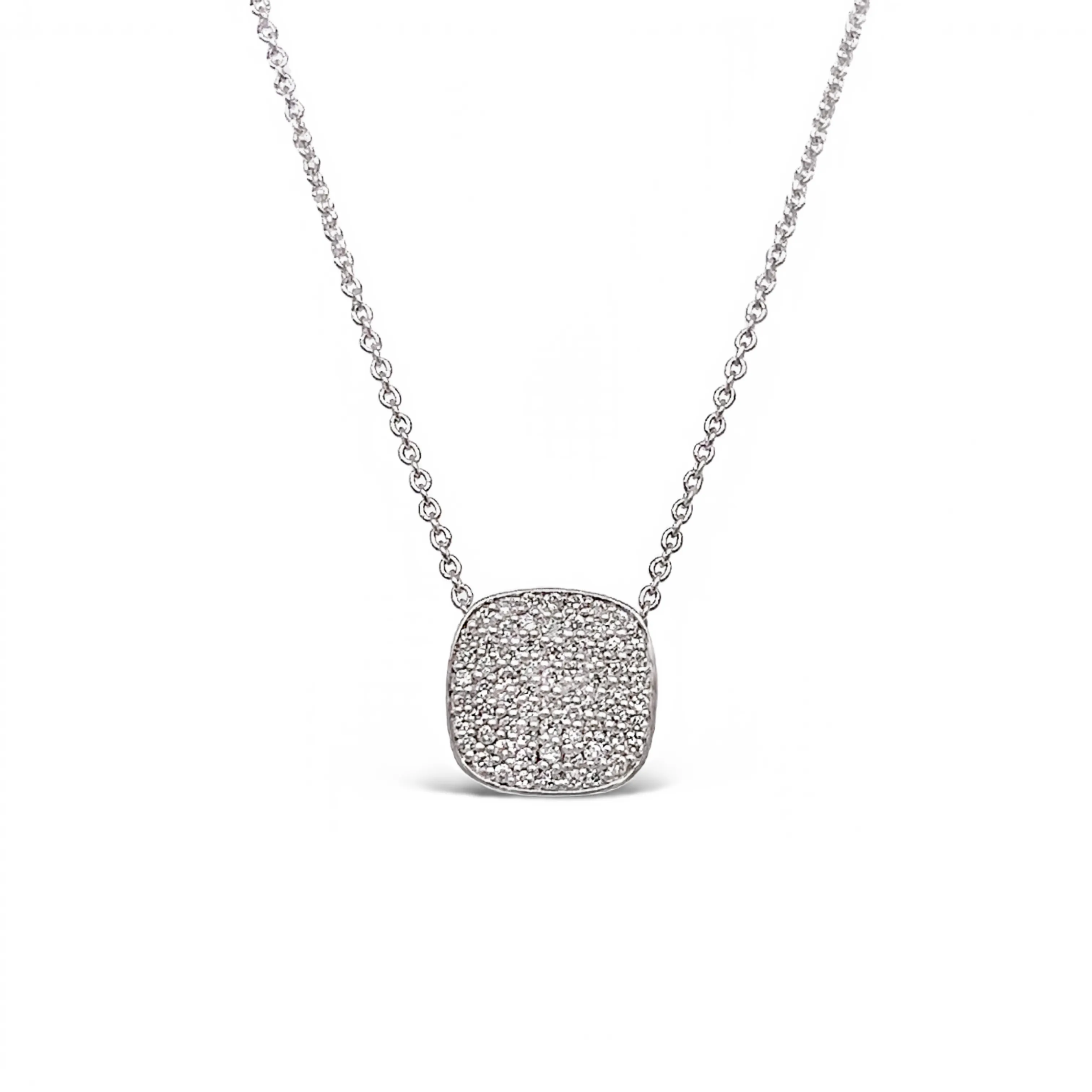 White Gold Covered Square Diamond Pendant