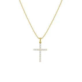 Yellow Gold Diamond Cross Necklace