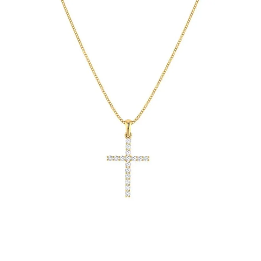 Yellow Gold Diamond Cross Necklace